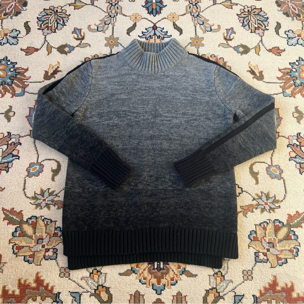 Athleta Women’s Wool Ombré Sunset Gray and Black Gradient Turtleneck Sweater